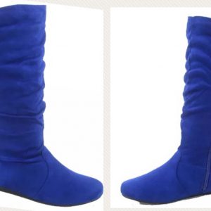 MID CALF HIGH BOOTS -BLUE - ROYAL BLUE Suede Women’s Mid-Calf slouchy flat casual dress boots. SIZE: 7