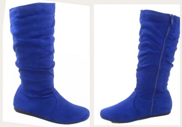 MID CALF HIGH BOOTS -BLUE - ROYAL BLUE Suede Women’s Mid-Calf slouchy flat casual dress boots. SIZE: 7