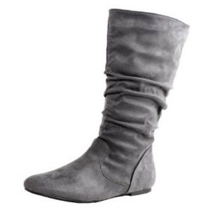 MID CALF HIGH BOOTS - GREY - Saigon Slouchy Mid-Calf Flat Boots  SIZE: 11