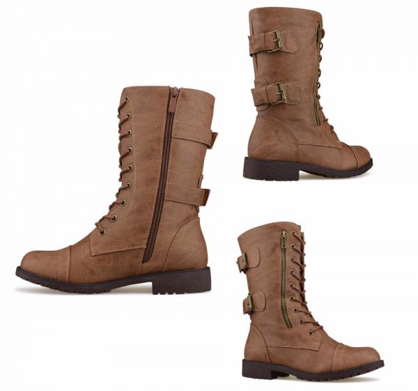 COMBAT BOOTS - TAN -Military Lace up buckle mid calf boots  SIZE: 11