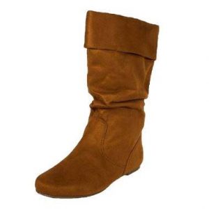 MID CALF HIGH BOOTS - TAN - Soda Images-S Slouchy Cuffed Flat Mid-Calf Boots