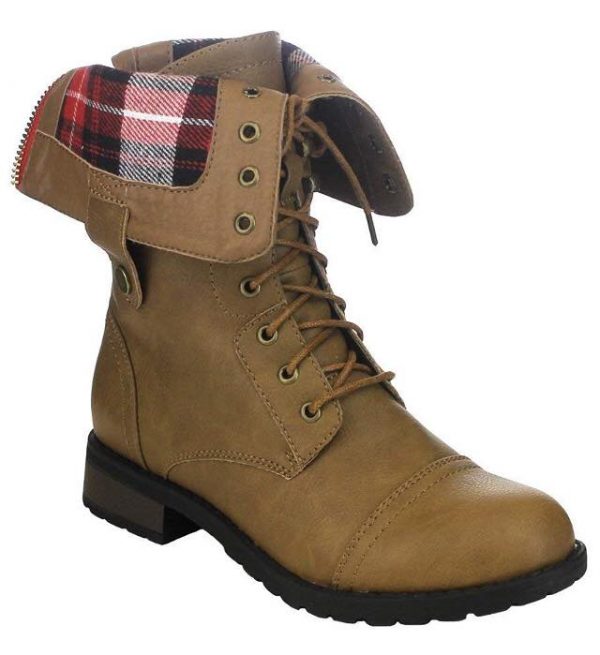 COMBAT BOOTS - TAUPE - Mid Calf Combat Military Boots  SIZE: 11