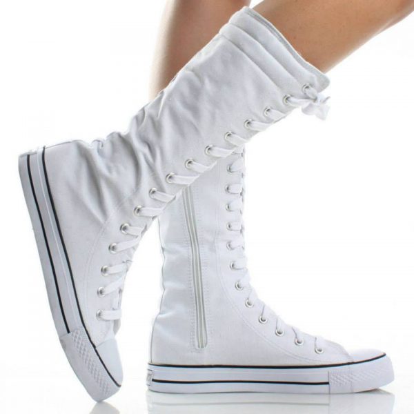 CANVAS TENNIS - White Canvas mid calf Tennis SIZE: 10