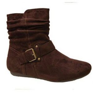 ANKLE HIGH BOOTS - BROWN - Women Shearlly Faux Suede Buckled up booties SIZE: 7