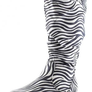 MID CALF HIGH BOOTS - ZEBRA - Women's ZEBRA Mid Calf Zipper Slouch Suede Comfortable Boots  SIZE: 12
