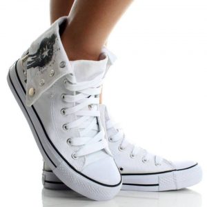 CANVAS TENNIS - WHITE Canvas Womens Boots  SIZE: 9