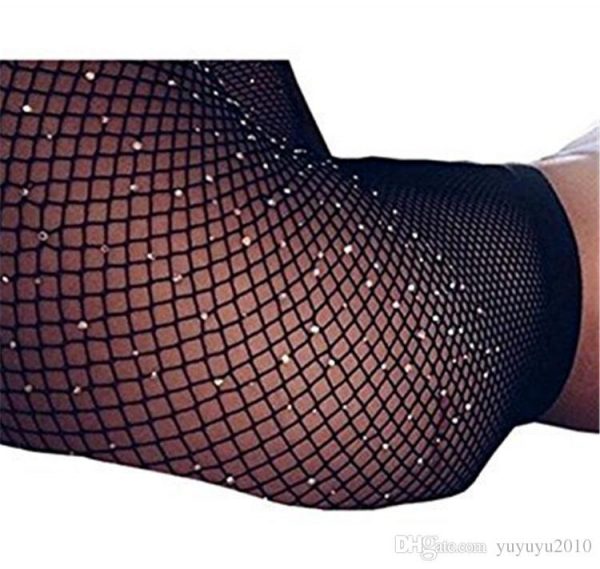 Fishnet Stockings Rhinestone - BLACK - Image 2