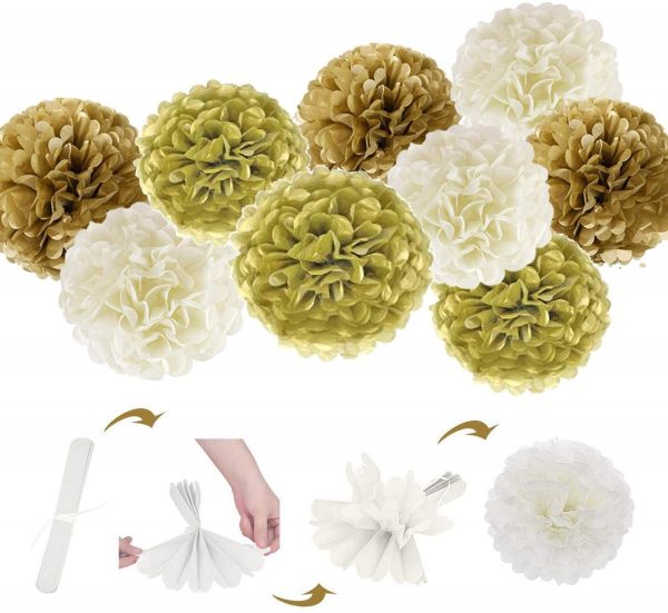 PARTY DECORATIONS - Happy Birthday Party Decoration - WHITE/GOLD - Image 3