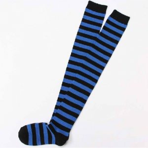 SOCKS - Over Knee Striped - Blue-Black