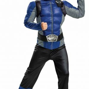 Super Hero Boy – Power Ranger Beast Morpher Boys' BLUE Muscle Costume CHD SIZE MEDIUM(8-10)