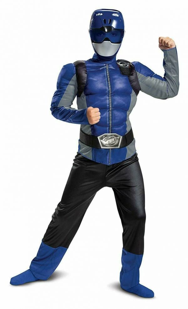 Super Hero Boy – Power Ranger Beast Morpher Boys' BLUE Muscle Costume CHD SIZE MEDIUM(8-10)