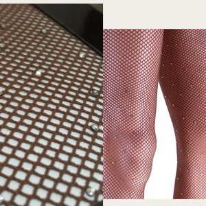 Fishnet Stockings Rhinestone - COFFEE