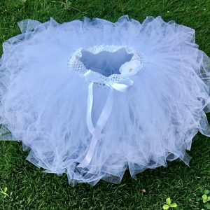 CUSTOM MADE Child tutu – Girls White Sparkle Tutu