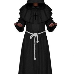 Men's Friar Medieval Hooded Monk Renaissance Priest Robe Costume SIZE: LARGE