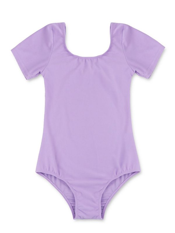 LEOTARD - Girls Short Sleeve LILAC Gymnastics Ballet Leotards Bodysuits Dancewear