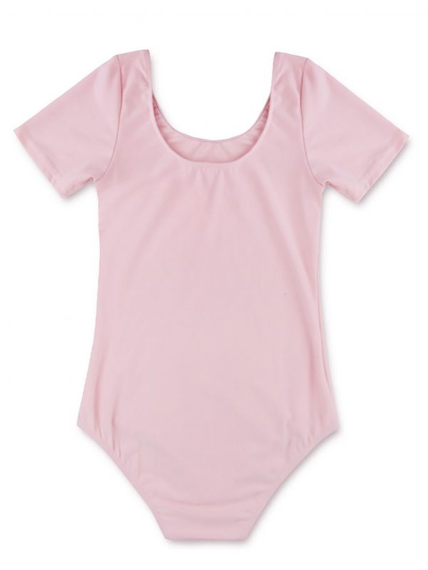 LEOTARD - Girls Short Sleeve LT PINK Gymnastics Ballet Leotards Bodysuits Dancewear - Image 2