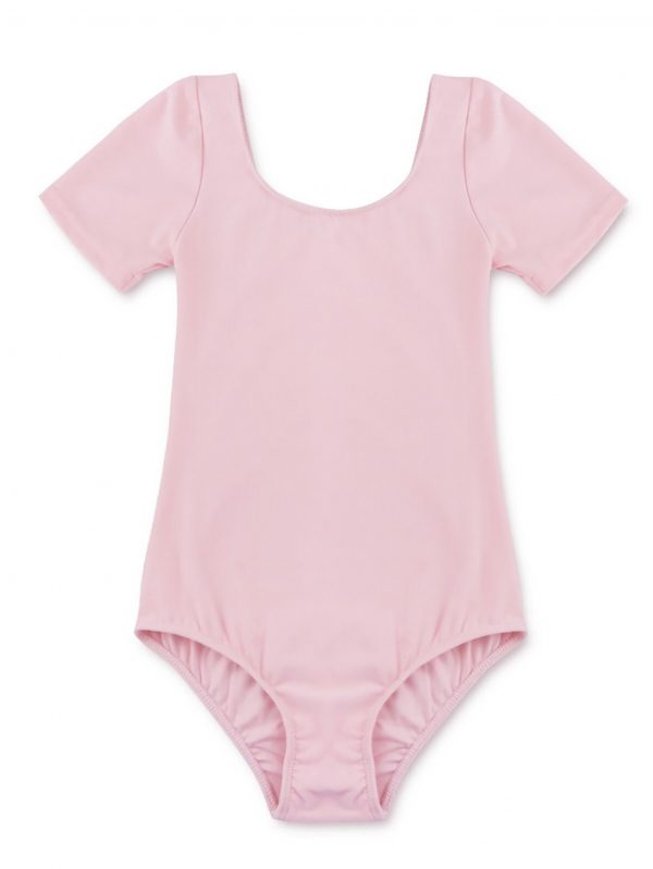 LEOTARD - Girls Short Sleeve LT PINK Gymnastics Ballet Leotards Bodysuits Dancewear