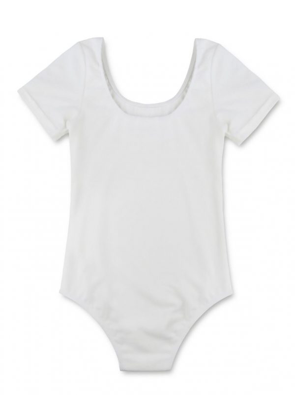 LEOTARD - Girls WHITE Short Sleeve Gymnastics Ballet Leotards Bodysuits Dancewear  SIZE: 10 - Image 2