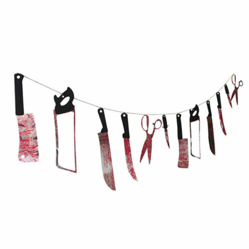 HALLOWEEN DECORATION - Haunted House Hanging Knives Garland Pennant Banner Decoration