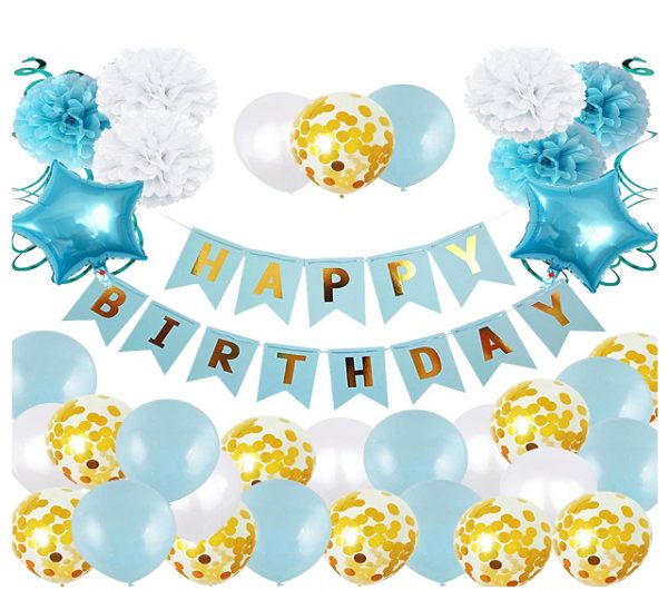 PARTY DECORATIONS - Happy Birthday Party Decoration - BLUE/GOLD