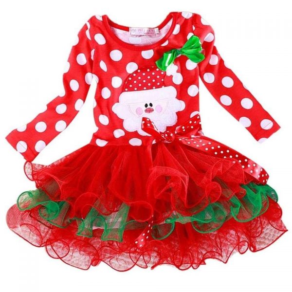 CHRISTMAS ROMPER - Girl - RED Polka Dot New Year Christmas Dress SIZE: 5-6yrs
