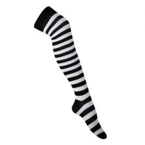 SOCKS - Over Knee Striped - WHITE-BLACK