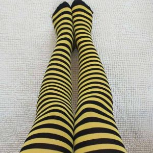 SOCKS - Over Knee Striped - YELLOW-BLACK