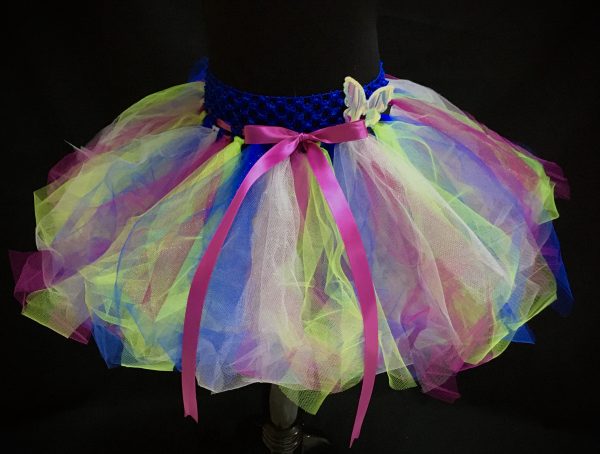 CUSTOM MADE Child tutu – Girls Neon Yellow-Blue Sparkle Tutu
