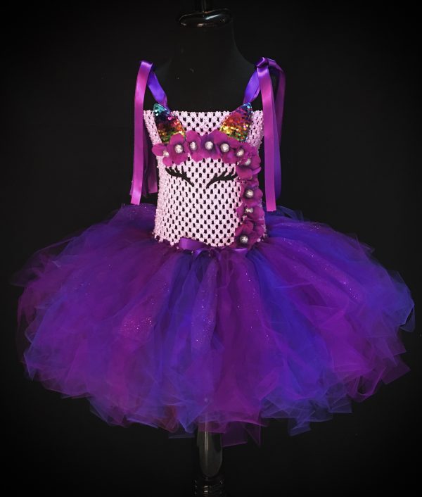 CUSTOM MADE Child Tutu Dress – Girls Sparkling Sugar Plum Unicorn Tutu Dress SIZE: 4yrs - Image 3