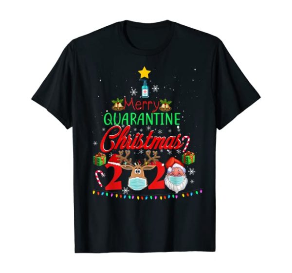 Christmas T-Shirt - Merry Quarantine Christmas 2020 Pajamas Family Matching Xmas T-Shirt SIZE: MEDIUM
