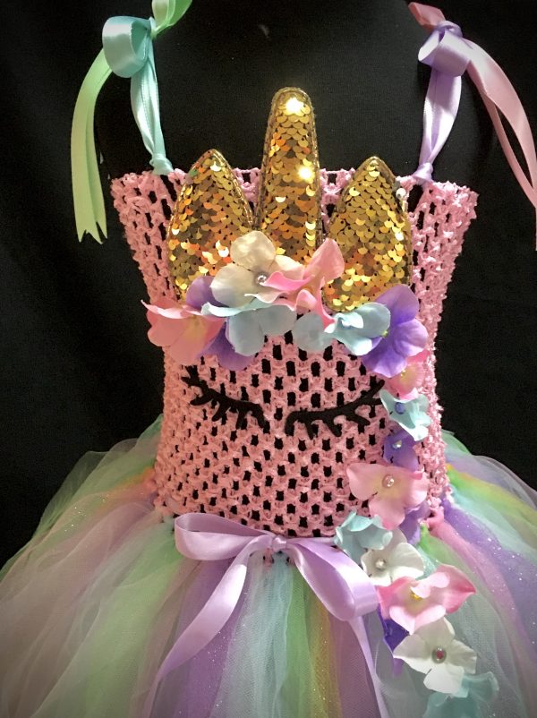CUSTOM MADE Child Tutu Gown - Pastel Unicorn Sparkle Tutu Gown SIZE: 4-6YRS - Image 2