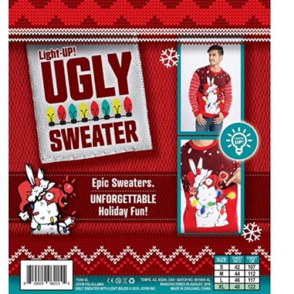 Christmas Holiday Ugly Sweater with Built-in Light-up Bulbs – Santa Llama