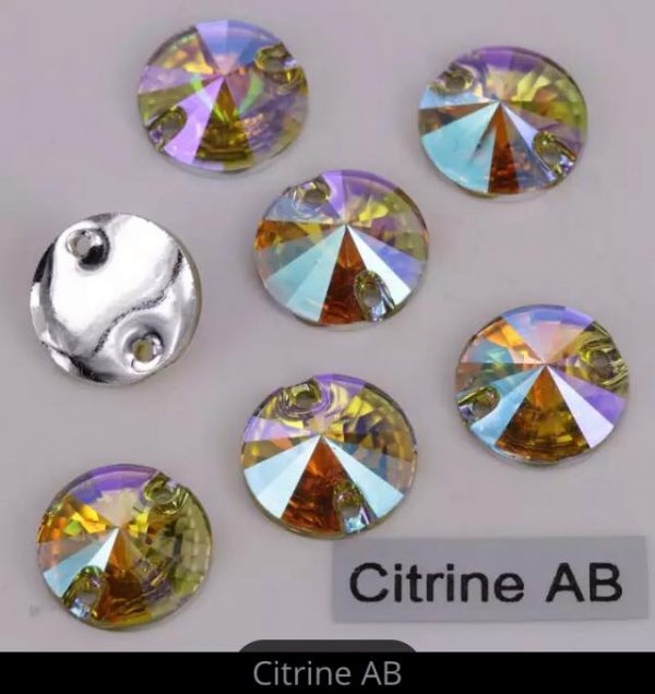 Flat Back Rivoli Round Acrylic Sew On Rhinestones - 18mm - CITRINE AB 10PCS
