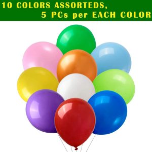 BALLOONS - Latex 12inch - 50 Pack - Assorted Colorful Balloons