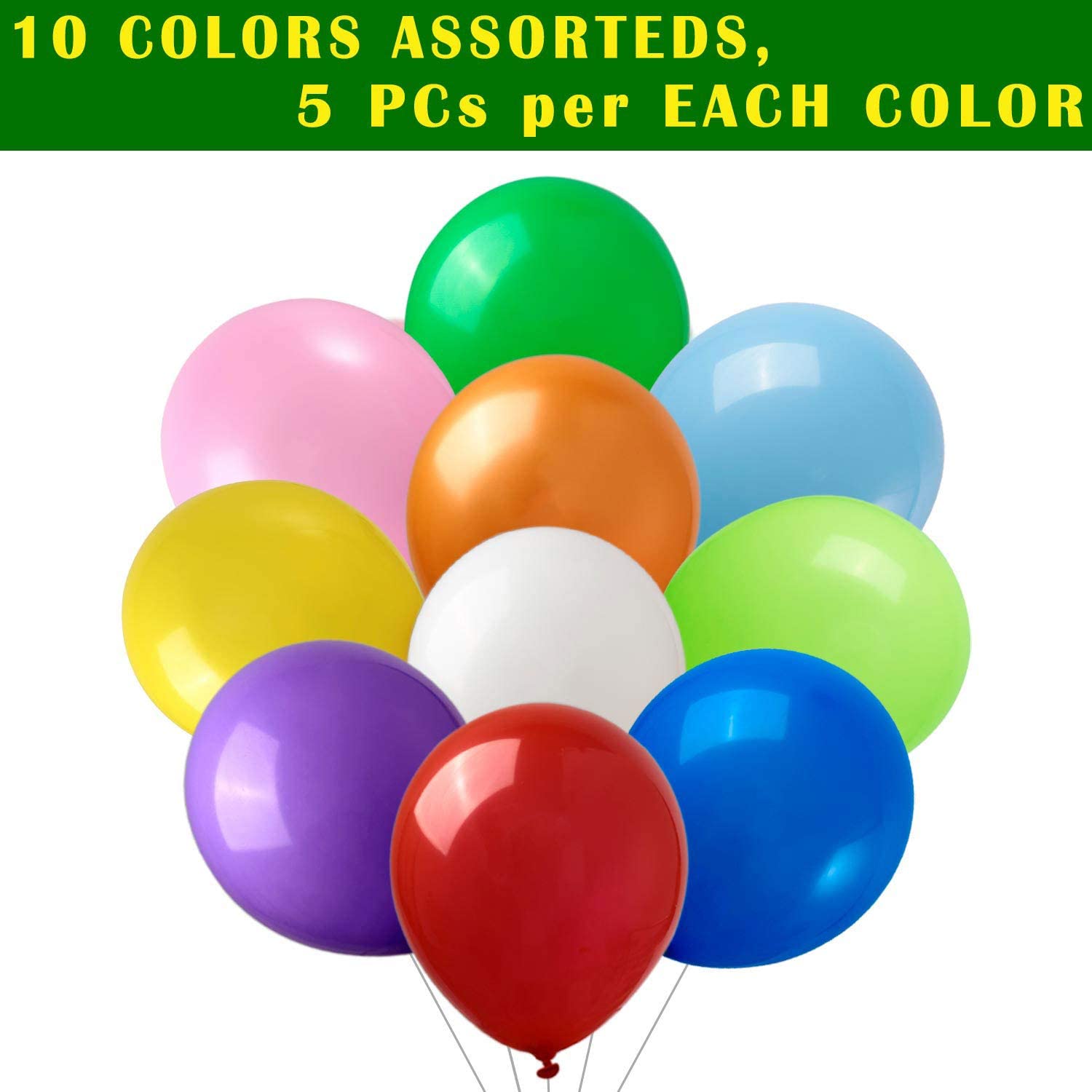 BALLOONS - Latex 12inch - 50 Pack - Assorted Colorful Balloons
