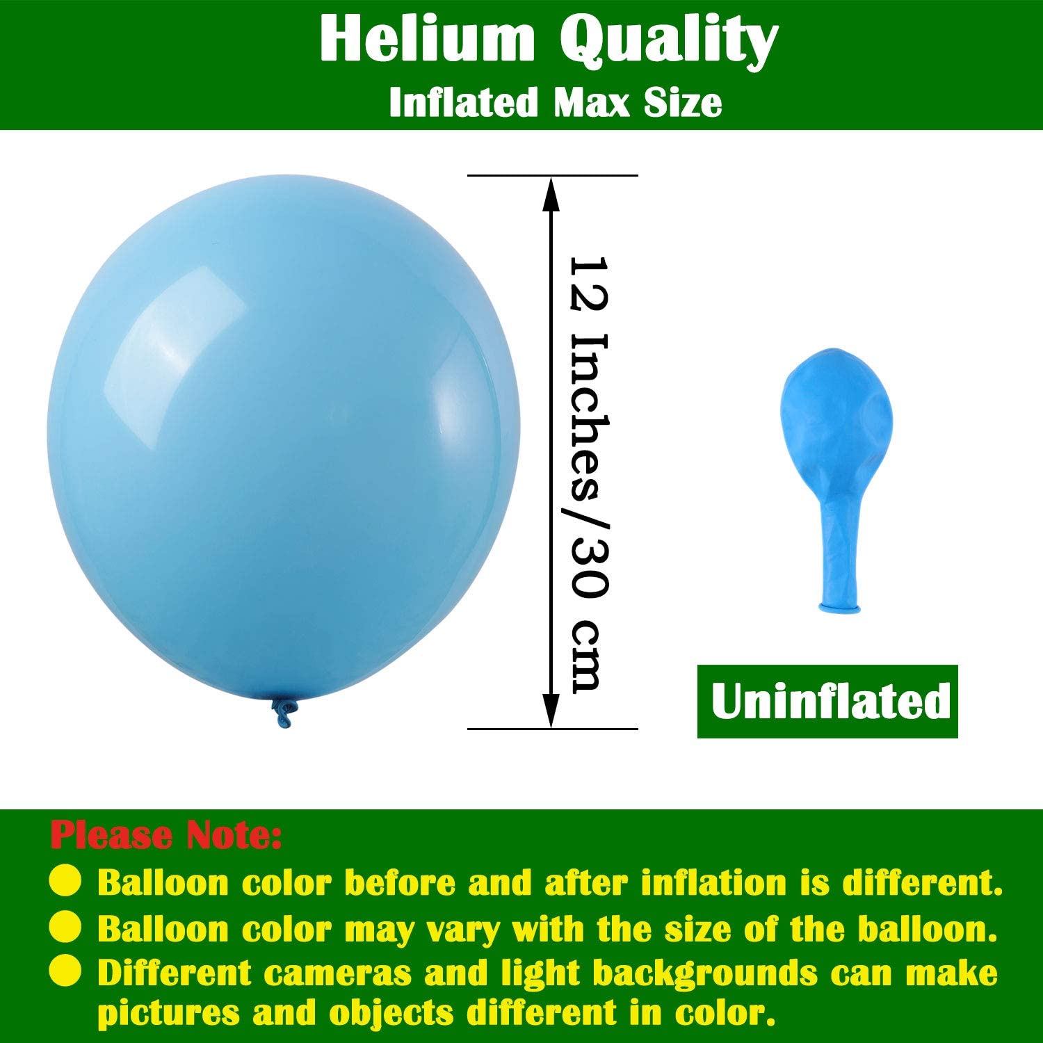BALLOONS - Latex 12inch - 10 Pack - BABY BLUE Balloons