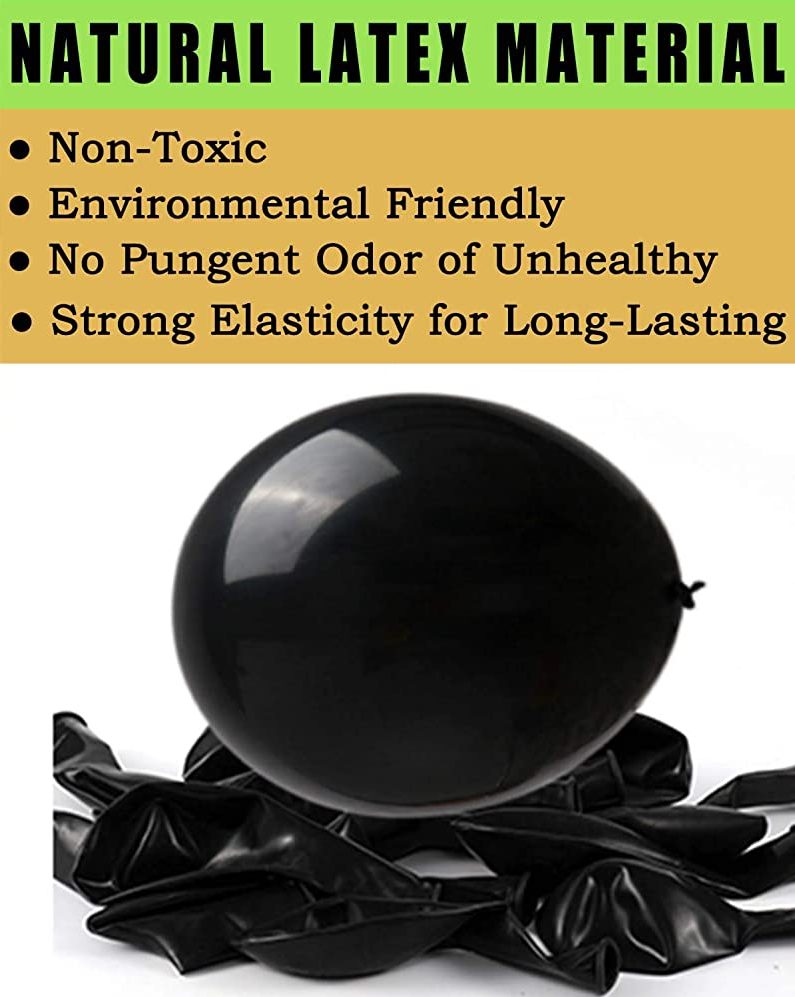 BALLOONS - Latex 12inch - 10 Pack - BLACK Balloons - Image 2