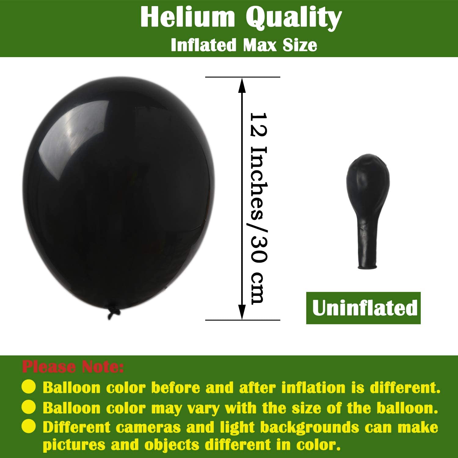 BALLOONS - Latex 12inch - 10 Pack - BLACK Balloons