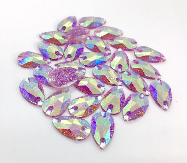 Pear shape flat back Acrylic Rhinestones - 10x18mm - 25pcs - LIGHT PURPLE AB