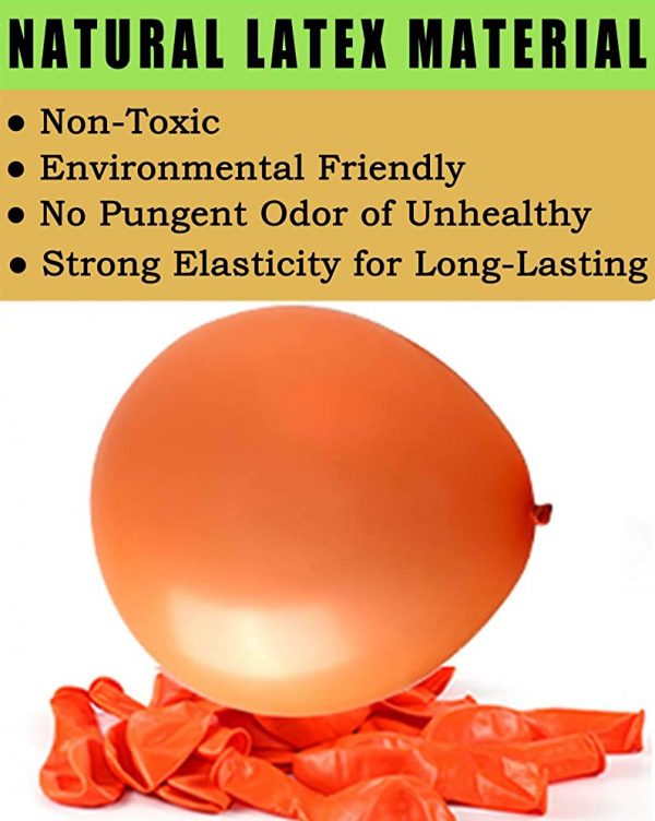 BALLOONS - Latex 12inch - 10 Pack - ORANGE Balloons - Image 2