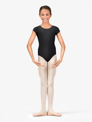 LEOTARD - Child Short Sleeve Spandex Leotard BLACK