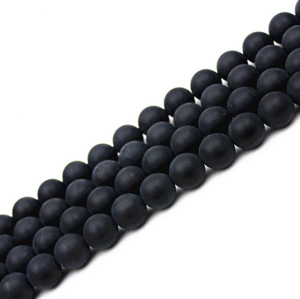 NECKLACE - 10MM Dull Polish Black Onyx  Matte Onyx Agata Round natural stone Beads - Image 2