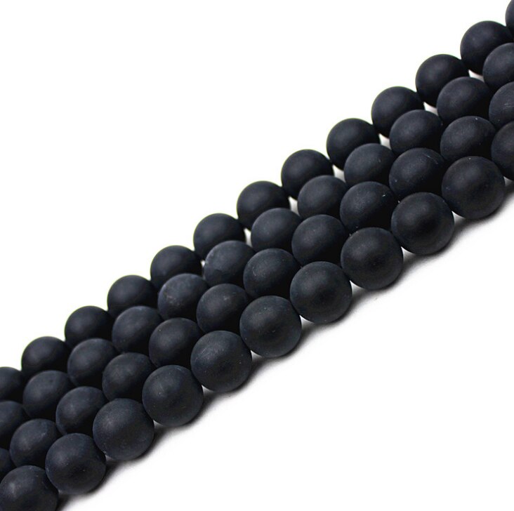 NECKLACE - 10MM Dull Polish Black Onyx  Matte Onyx Agata Round natural stone Beads - Image 2