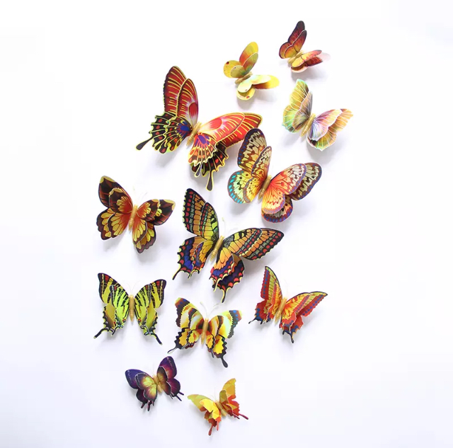 Butterfly Magnet / Wall Sticker Decoration (Double Layer) – GOLD HOLOGRAPHIC (BB)