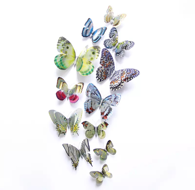 Butterfly Magnet / Wall Sticker Decoration (Double Layer) – SILVER HOLOGRAPHIC (AA)