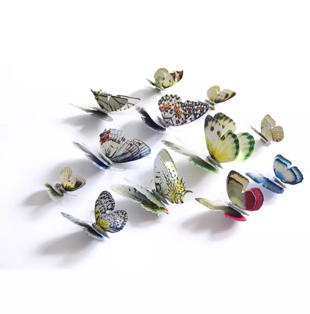 Butterfly Magnet / Wall Sticker Decoration (Double Layer) – SILVER HOLOGRAPHIC (AA) - Image 2