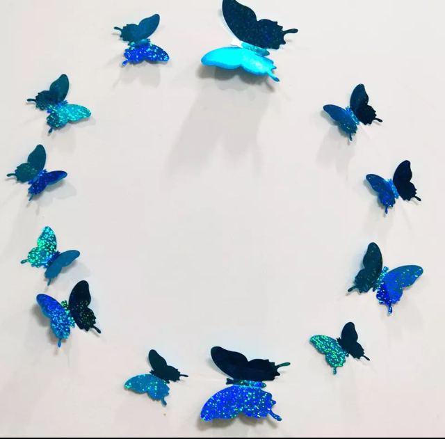Butterfly Wall Sticker Decoration (Single Layer) – BLUE HOLOGRAPHIC LASER (CC) - Image 3