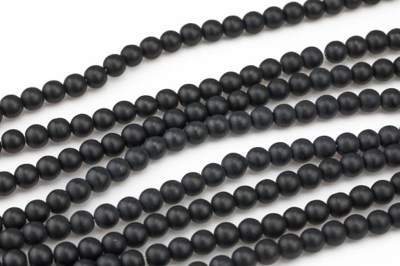 NECKLACE - 10MM Dull Polish Black Onyx  Matte Onyx Agata Round natural stone Beads
