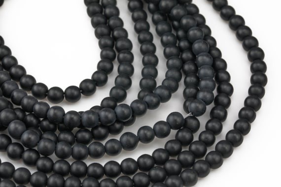 NECKLACE - 10MM Dull Polish Black Onyx  Matte Onyx Agata Round natural stone Beads - Image 3