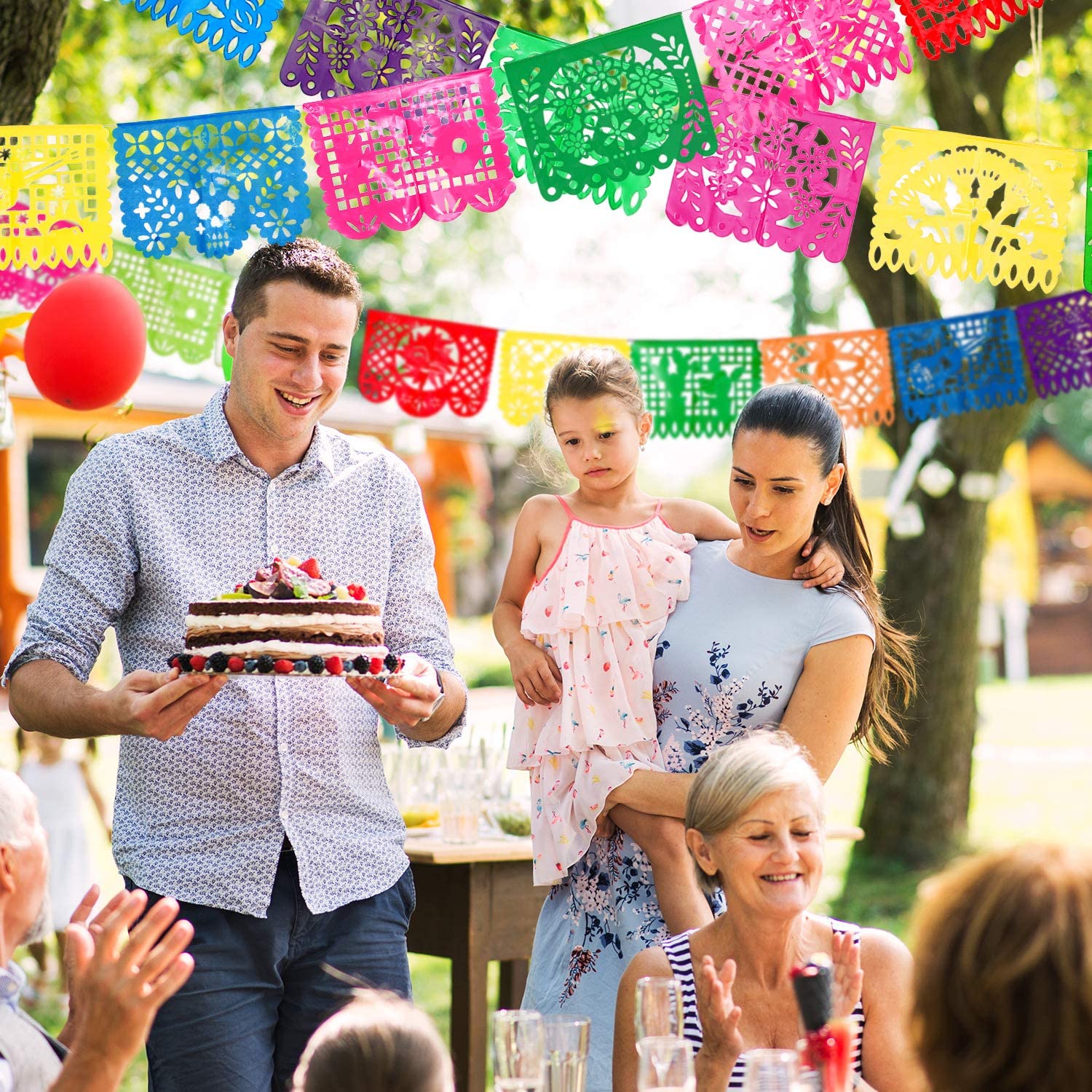PARTY DECORATIONS - Mexican Party Banners Large Plastic Papel Picado Banner 15FT - Image 3